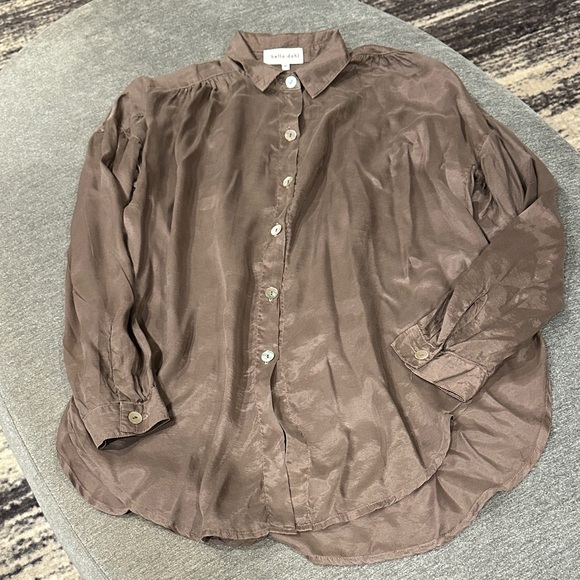 Bella Dahl Taupe Button-Up Shirt - Picture 1 of 8